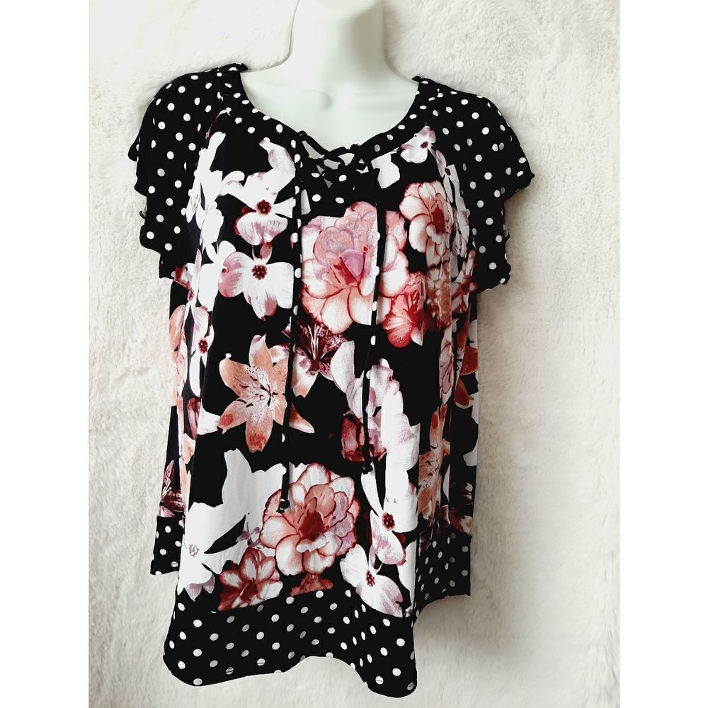 Diana Bell polka dot floral stretch medium blouse